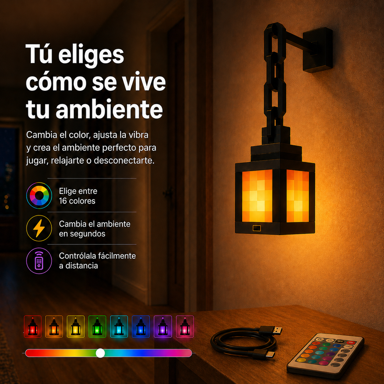 Lámpara Pixel LED Gamer